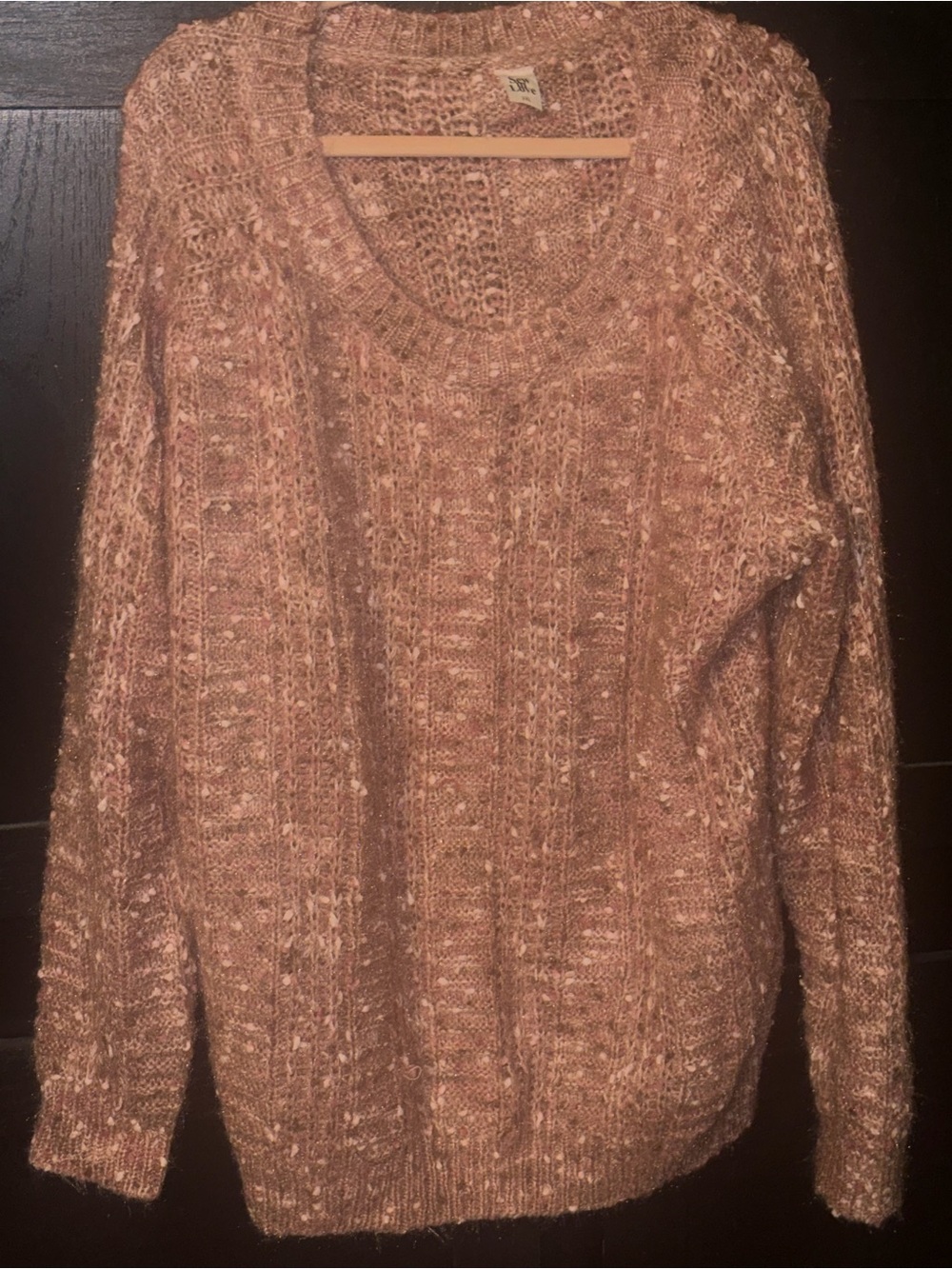 Sew In Love Rose-Marled Cable Knit Scoop Sweater
